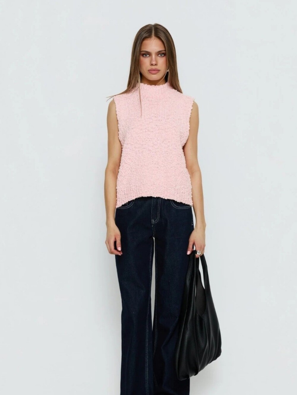 Adrienne Vittadini Pink Mock Neck Keyhole Ribbed Top Size Medium NWT